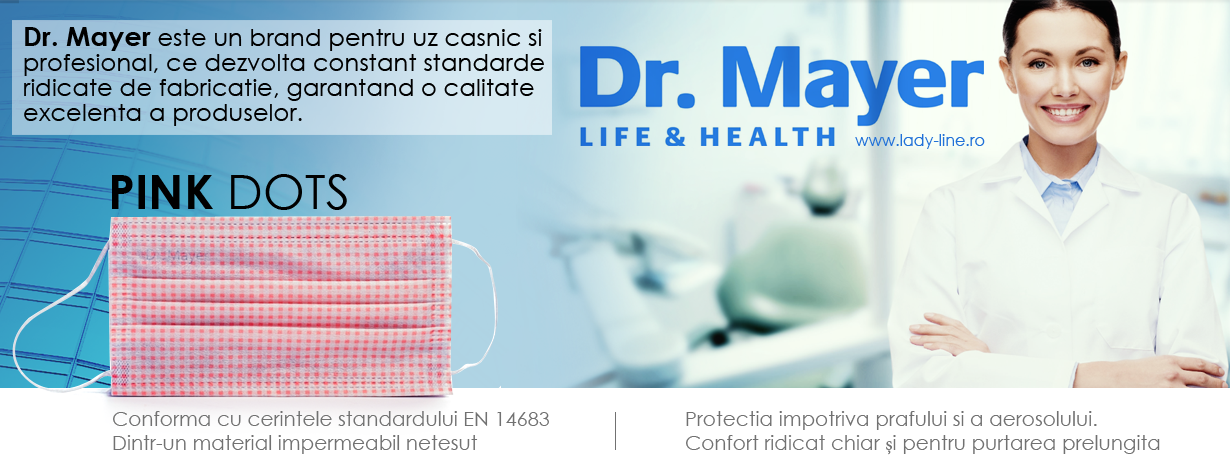 Masca Medicala Dr. Mayer Pink Dots, Cutie 50 Bucati